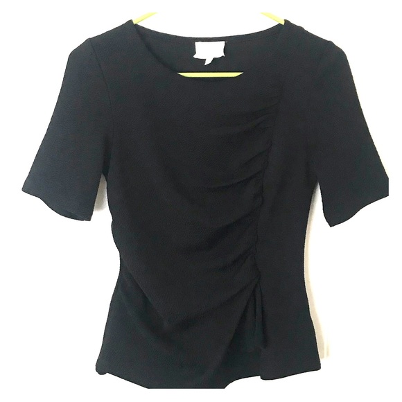 EUC Deletta Anthropologie Ruched Top Black XS - Picture 2 of 8